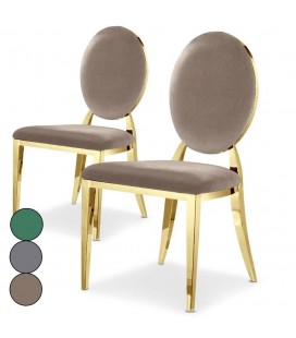 Lot de 2 chaises médaillon dorée et velours Joséphine