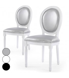 Lot de 2 chaises médaillon en simili cuir Versailles - 3 coloris 