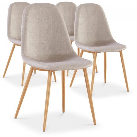 Lot de 4 chaises scandinaves beige ou gris foncé Gao - 