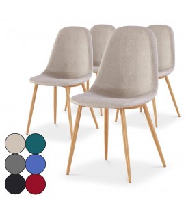 Lot de 4 chaises scandinaves beige ou gris foncé Gao - 