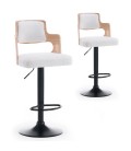 Chaises de bar bois et simili cuir Russel - Lot de 2 - 