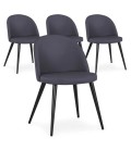 Chaise scandinave en tissu avec dossier bas Mory - Lot de 4 - 