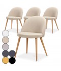 Chaise scandinave en tissu avec dossier bas Mory - Lot de 4 - 