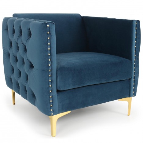 Fauteuil capitonné en velours Nubilo - 5 coloris