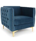 Fauteuil capitonné en velours Nubilo - 5 coloris