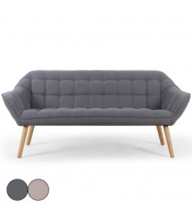 Canapé scandinave 3 places en tissu beige ou gris ZANE