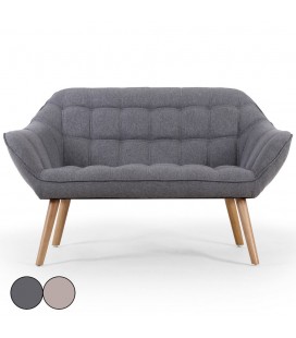 Canapé 2 places scandinave en tissu beige ou gris ZANE