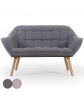 Canapé 2 places scandinave en tissu beige ou gris ZANE