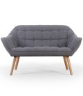 Canapé 2 places scandinave en tissu beige ou gris ZANE