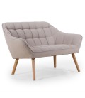 Canapé 2 places scandinave en tissu beige ou gris ZANE