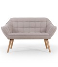 Canapé 2 places scandinave en tissu beige ou gris ZANE