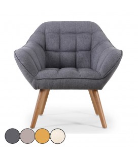 Fauteuil tissu capitonné scandinave ZANE - 4 coloris