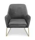 Fauteuil velours gris pieds métal or LODI - 