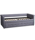 Lit simple gigogne tissu gris foncé GERRO - 