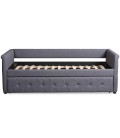 Lit simple gigogne tissu gris foncé GERRO - 