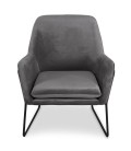 Fauteuil velours gris pieds métal noir LODI - 