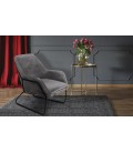 Fauteuil velours gris pieds métal noir LODI - 