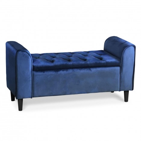 Banc coffre velours bleu WINNY - 