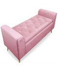 Banc coffre velours rose pieds or WINNY - 