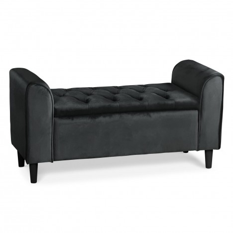 Banc coffre velours noir WINNY - 