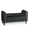 Banc coffre velours noir WINNY - 