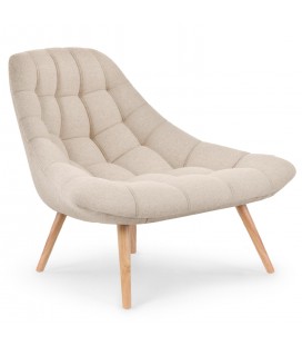 Fauteuil capitonné tissu beige DANIA