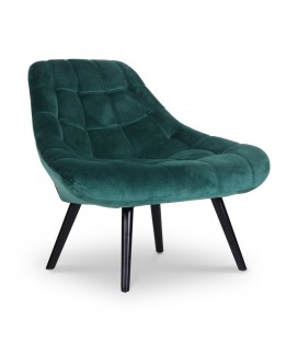 Fauteuil incliné velours capitonné vert DANIA