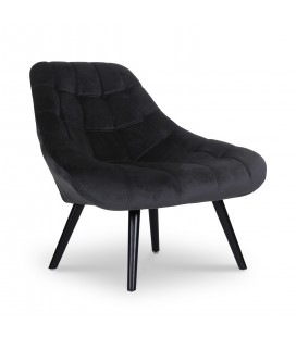 Fauteuil cosy velours matelassé noir DANIA