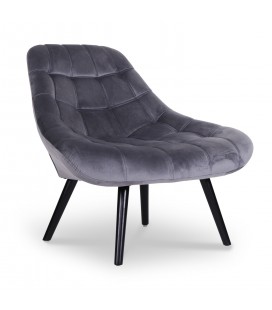 Fauteuil velours gris cosy incliné DANIA