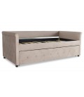 Lit simple gigogne velours taupe GERRO - 