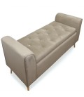 Banc coffre velours taupe pieds or WINNY - 