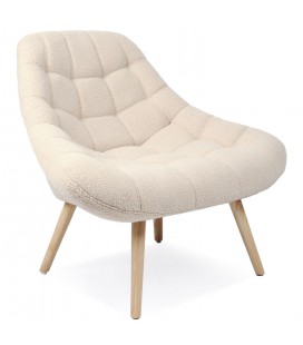 Fauteuil scandinave tissu bouclette crème DANIA