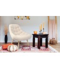 Fauteuil scandinave tissu bouclette crème DANIA - 