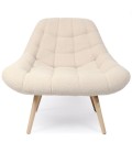 Fauteuil scandinave tissu bouclette crème DANIA - 