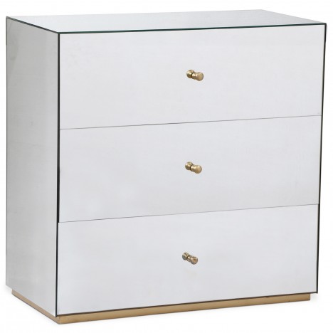 Commode 3 tiroirs en miroir pied doré Aberdeen - 