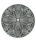 Table basse ronde style arty 71cm motif floral noir et blanc et pied doré Alejandro - 