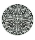 Table basse ronde style arty 66cm motif floral noir et blanc Alejandro - 