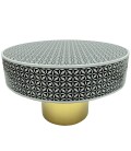 Table basse ronde style arty 71cm motif géométrique noir et pied doré Alejandro - 