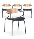 Lot de 4 chaises design bois et simili noir Alicante - 