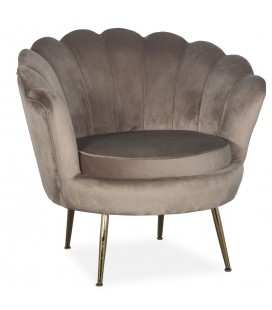 Fauteuil arrondi style boudoir glamour velours taupe Andersen