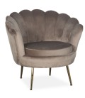 Fauteuil arrondi style boudoir glamour velours taupe Andersen - 