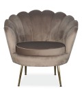 Fauteuil arrondi style boudoir glamour velours taupe Andersen - 