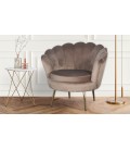 Fauteuil arrondi style boudoir glamour velours taupe Andersen - 