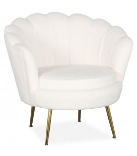 Fauteuil arrondi style boudoir glamour tissu bouclette crème Andersen