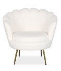 Fauteuil arrondi style boudoir glamour tissu bouclette crème Andersen - 