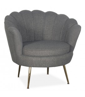 Fauteuil arrondi style boudoir glamour tissu bouclette gris Andersen