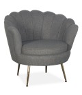 Fauteuil arrondi style boudoir glamour tissu bouclette gris Andersen - 