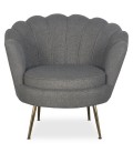 Fauteuil arrondi style boudoir glamour tissu bouclette gris Andersen - 