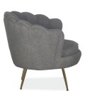 Fauteuil arrondi style boudoir glamour tissu bouclette gris Andersen - 