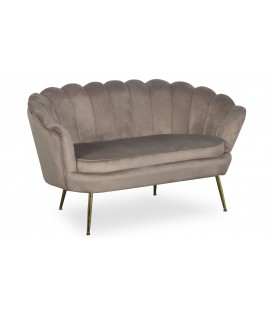 Canapé 2 places arrondi style boudoir glamour velours taupe Andersen